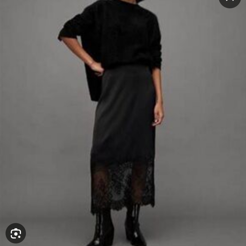 Talbots Black Lace-Trim Maxi Skirt